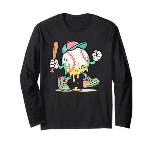 Ice Cream Drip Baseball Spots Baseball Lover Men Women Langarmshirt von Baseball Drip Ice Cream Graphics