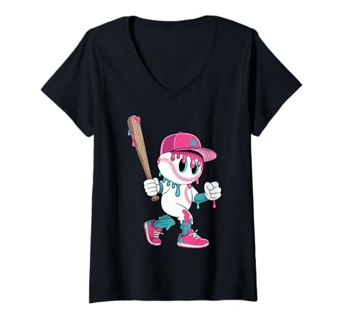 Damen Baseball Drip Boys Ice Cream Youth T-Shirt mit V-Ausschnitt von Baseball Drip Lifestyle