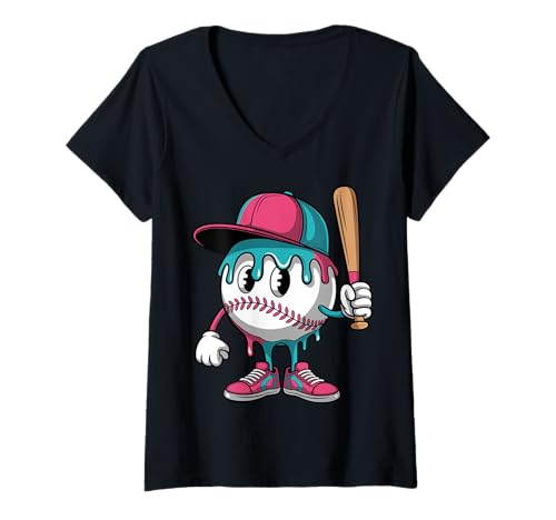 Damen Baseball Drip Boys Ice Cream Youth T-Shirt mit V-Ausschnitt von Baseball Drip Lifestyle