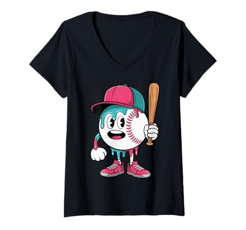 Damen Baseball Drip Boys Ice Cream Youth T-Shirt mit V-Ausschnitt von Baseball Drip Lifestyle