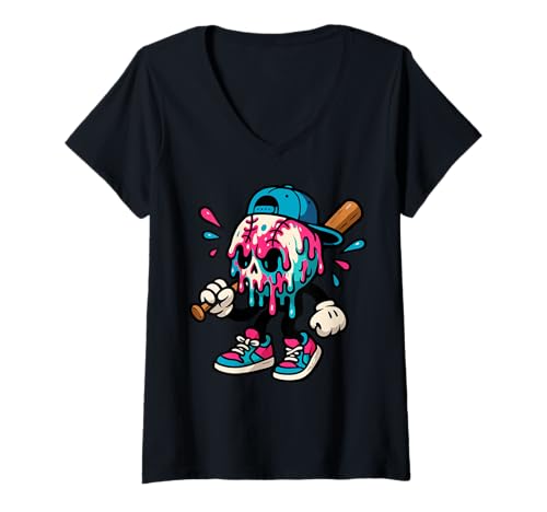Damen Baseball Drip Boys Ice Cream Youth T-Shirt mit V-Ausschnitt von Baseball Drip Lifestyle