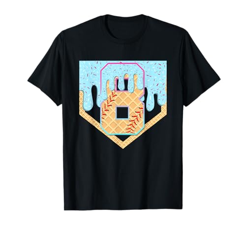 Baseball Ice Cream Drip für Jungen zum 8. Geburtstag, Nummer 8 T-Shirt von Baseball Eight 8th Birthday Party Bday Kids Boys