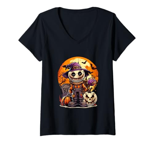 Damen Horror Baseball Balls Costume Halloween Player Fan Family T-Shirt mit V-Ausschnitt Damen Horror Baseball Balls Costume Halloween Player Fan Family T-Shirt mit V-Ausschnitt von Baseball Halloween Costume