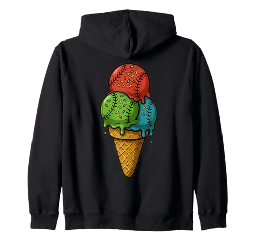 Eiscreme-Baseballkegel Spaß für Sportfans Kinder Sommer Kapuzenjacke von Baseball Ice Cream Cone Fun Design Apparel