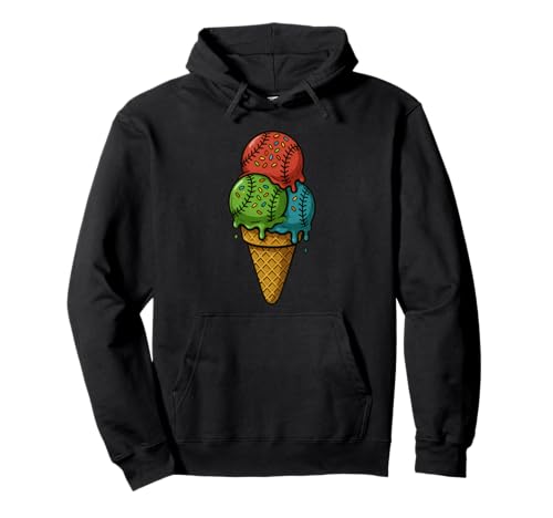 Eiscreme-Baseballkegel Spaß für Sportfans Kinder Sommer Pullover Hoodie von Baseball Ice Cream Cone Fun Design Apparel