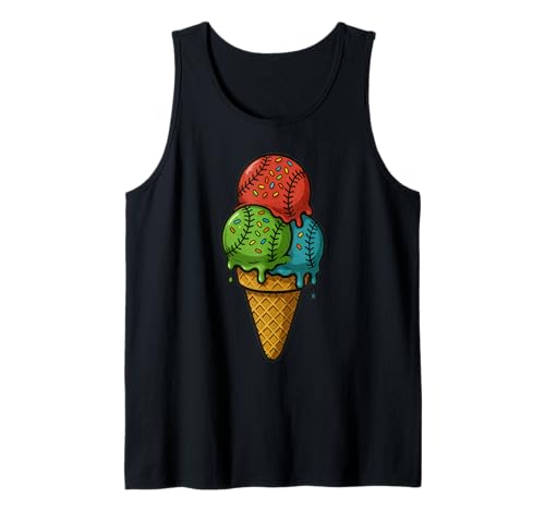 Eiscreme-Baseballkegel Spaß für Sportfans Kinder Sommer Tank Top Eiscreme-Baseballkegel Spaß für Sportfans Kinder Sommer Tank Top von Baseball Ice Cream Cone Fun Design Apparel
