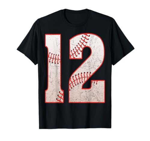 12 Years Old 12th Birthday Baseball Player Boys Girls T-Shirt von Baseball Lover 12th Birthday Gifts Co.