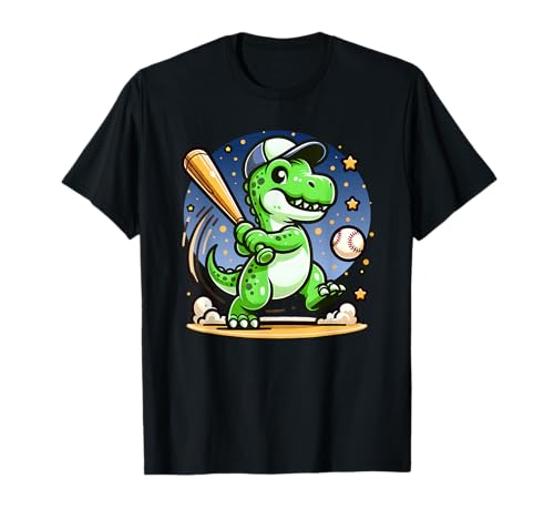 T-Rex Dinosaurierspieler, Baseballschläger für Jungen T-Shirt von Baseball Lover Outfits Boy Girl Kids