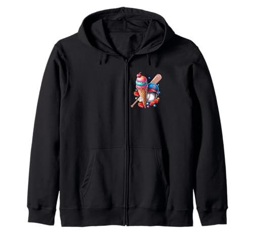 Baseball-Eiscreme, bunt, Jugendliche, für Jungen, Aquarell Kapuzenjacke Baseball-Eiscreme, bunt, Jugendliche, für Jungen, Aquarell Kapuzenjacke von Baseball Lover