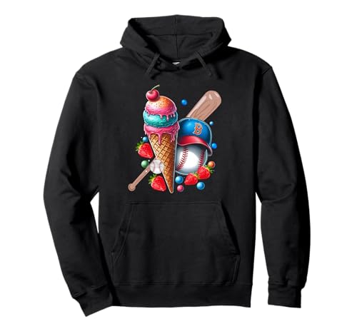Baseball-Eiscreme, bunt, Jugendliche, für Jungen, Aquarell Pullover Hoodie Baseball-Eiscreme, bunt, Jugendliche, für Jungen, Aquarell Pullover Hoodie von Baseball Lover