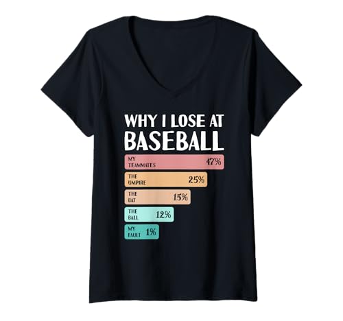 Damen Lustig, Warum ich beim Baseball verliere T-Shirt mit V-Ausschnitt Damen Lustig, Warum ich beim Baseball verliere T-Shirt mit V-Ausschnitt von Baseball Lover