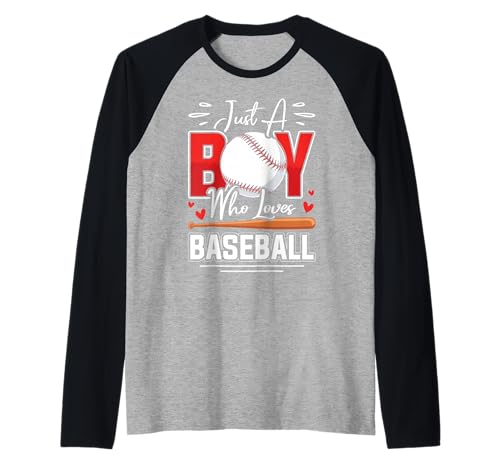 Herren Nur EIN Junge, der Baseball liebt, mutiges rotes Design Raglan von Baseball Passion League Apparel