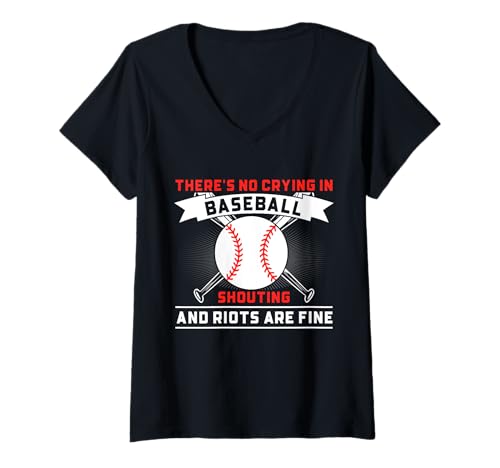 Damen There is No Crying In Baseball Funny Baseball Sprüche T-Shirt mit V-Ausschnitt von Baseball Player Shirt Apparel