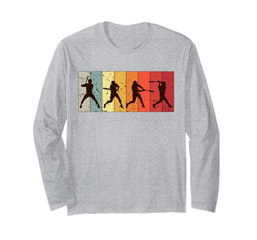 Retro Baseball Batter Herren Vintage Batting Langarmshirt von Baseball Player Shirt Apparel