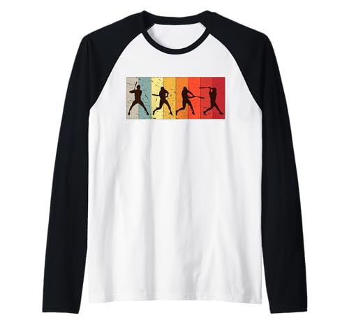 Retro Baseball Batter Herren Vintage Batting Raglan von Baseball Player Shirt Apparel