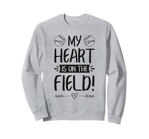 Baseball Softball Mama Papa Mein Herz ist auf dem Spielfeld Sweatshirt von Baseball Player Shirt & Baseball Fans Gifts