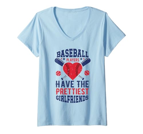 Damen Baseballspieler haben die schönsten Freundinnen Sportliebhaber T-Shirt mit V-Ausschnitt Damen Baseballspieler haben die schönsten Freundinnen Sportliebhaber T-Shirt mit V-Ausschnitt von Baseball Players Have the Prettiest Girlfriends