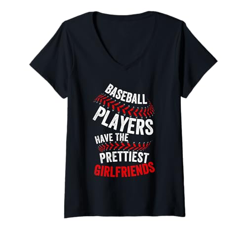 Damen Baseballspieler haben die schönsten Freundinnen Sportliebhaber T-Shirt mit V-Ausschnitt von Baseball Players Have the Prettiest Girlfriends
