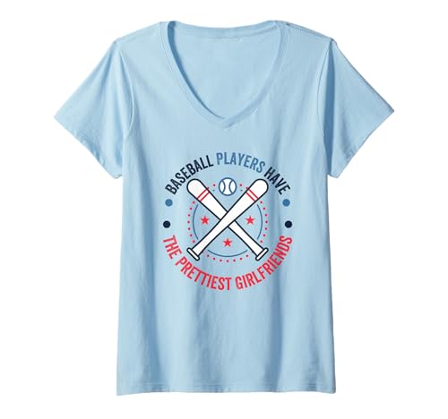 Damen Baseballspieler haben die schönsten Freundinnen Sportliebhaber T-Shirt mit V-Ausschnitt von Baseball Players Have the Prettiest Girlfriends