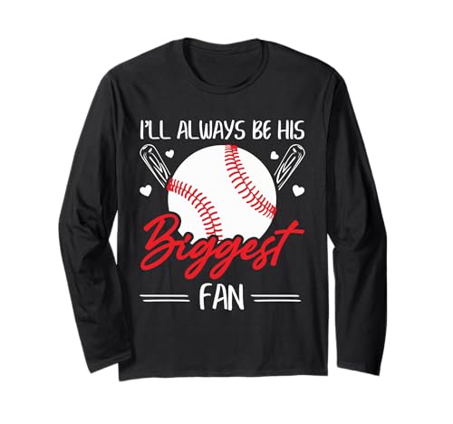 Baseball Mama Papa Ich Bin Immer Sein größter Fan Langarmshirt von Baseball Softball Dad Mom Shirts