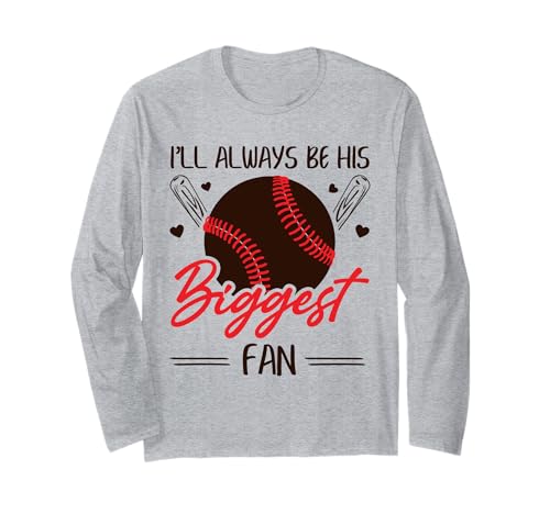 Baseball Mama Papa Ich Bin Immer Sein größter Fan Langarmshirt von Baseball Softball Dad Mom Shirts