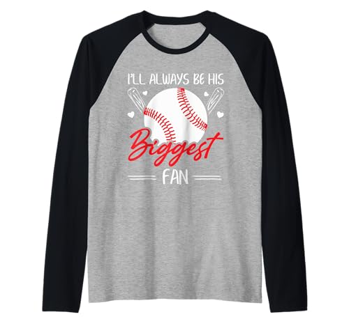 Baseball Mama Papa Ich Bin Immer Sein größter Fan Raglan von Baseball Softball Dad Mom Shirts