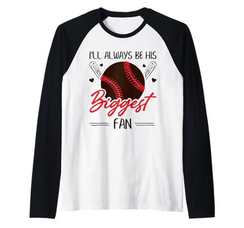 Baseball Mama Papa Ich Bin Immer Sein größter Fan Raglan von Baseball Softball Dad Mom Shirts