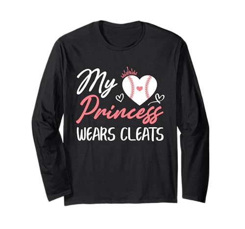 Baseball Mama Papa Meine Prinzessin trägt Stollen Langarmshirt von Baseball Softball Dad Mom Shirts