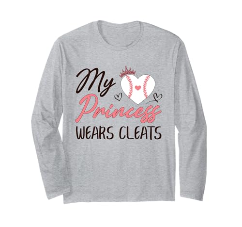 Baseball Mama Papa Meine Prinzessin trägt Stollen Langarmshirt von Baseball Softball Dad Mom Shirts