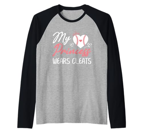 Baseball Mama Papa Meine Prinzessin trägt Stollen Raglan von Baseball Softball Dad Mom Shirts