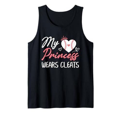 Baseball Mama Papa Meine Prinzessin trägt Stollen Tank Top von Baseball Softball Dad Mom Shirts