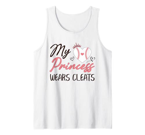 Baseball Mama Papa Meine Prinzessin trägt Stollen Tank Top von Baseball Softball Dad Mom Shirts