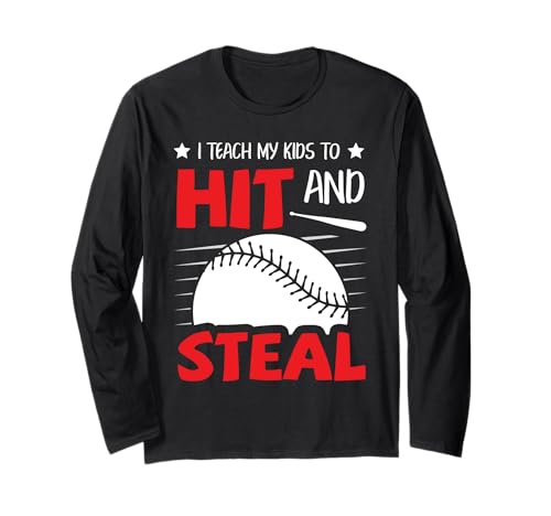Ich bringe Meinen Kindern bei, Softball-Baseball zu Schlagen und zu stehlen Mama Papa Langarmshirt von Baseball Softball Dad Mom Shirts