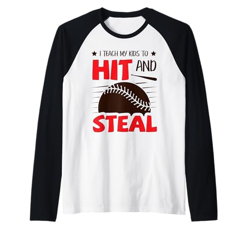 Ich bringe Meinen Kindern bei, Softball-Baseball zu Schlagen und zu stehlen Mama Papa Raglan von Baseball Softball Dad Mom Shirts