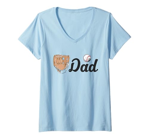 Damen Baseball Dad Softball Papa Vatertag T-Shirt mit V-Ausschnitt von Baseball Softball Dad Shirts For Men