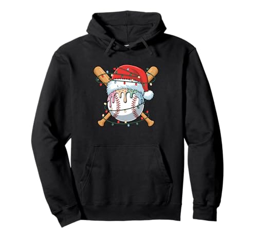 Weihnachts-Baseballspieler, Eiscreme-Weihnachtsmann für Männer und Jungen Pullover Hoodie von Baseball Xmas Ice Cream Dripping
