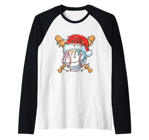 Weihnachts-Baseballspieler, Eiscreme-Weihnachtsmann für Männer und Jungen Raglan von Baseball Xmas Ice Cream Dripping