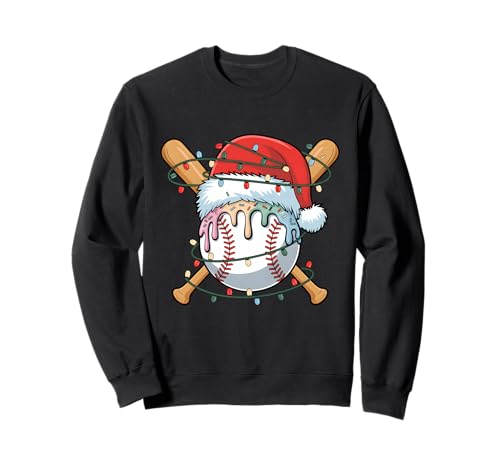 Weihnachts-Baseballspieler, Eiscreme-Weihnachtsmann für Männer und Jungen Sweatshirt von Baseball Xmas Ice Cream Dripping