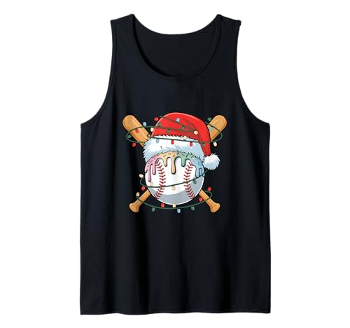 Weihnachts-Baseballspieler, Eiscreme-Weihnachtsmann für Männer und Jungen Tank Top von Baseball Xmas Ice Cream Dripping
