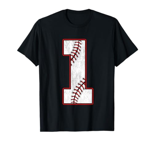 Kinder 1 Jahr alt Shirt 1. Geburtstag Baseball Party Nummer 1 T-Shirt von Baseball & Softball Birthday Family Matching Funny
