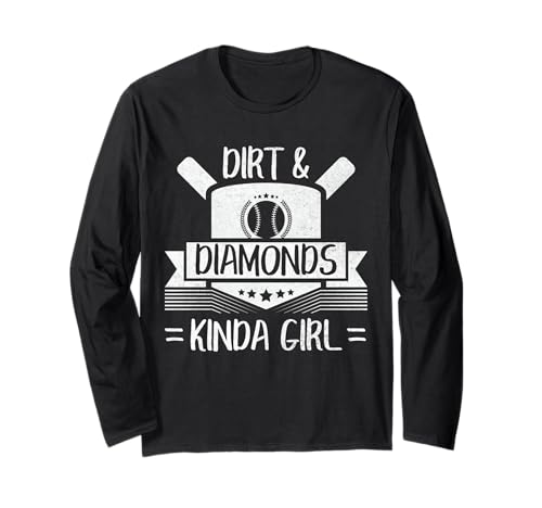 Lustiger niedlicher Baseball-Softball-Heimteller Kinda Girl Langarmshirt von Baseball & Softball Girl Co.