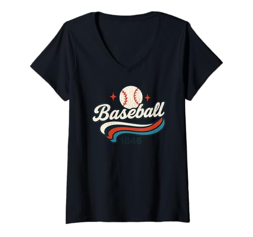 Damen Baseball 1846 Sport Varsity Vintage Jungen Mädchen T-Shirt mit V-Ausschnitt Damen Baseball 1846 Sport Varsity Vintage Jungen Mädchen T-Shirt mit V-Ausschnitt von BaseballAxis1