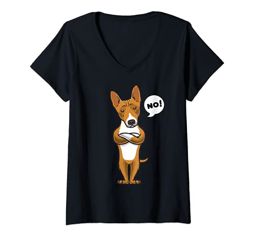 Damen Sturer Basenji Hund lustig Kongo-Terrier Hundebesitzer T-Shirt mit V-Ausschnitt Damen Sturer Basenji Hund lustig Kongo-Terrier Hundebesitzer T-Shirt mit V-Ausschnitt von Basenji T-Shirts und Geschenke by Thembalove