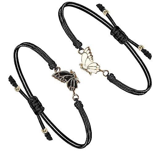 2 Stück Freundschaftsarmbänder,Friendship Bracelet mit Schmetterling,Pärchen Armband,Schmetterling Armband,Freundschaftsarmband Mädchen für Paare und Bester Freund von Basetousual