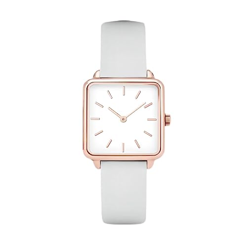 Basfur Armbanduhr für Damen, analog, Quarz, klassisches Design, für Damen, mit Armband aus atmungsaktivem Leder, weiß, Modern von Basfur
