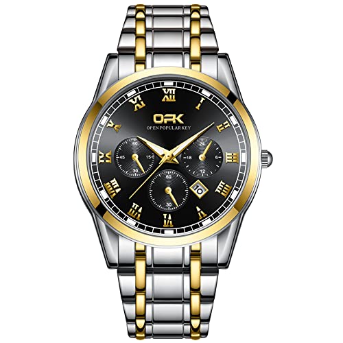 Basfur Herren Analog Quarz Uhr mit Edelstahl Armband Ho-Montre-007-02 von Basfur