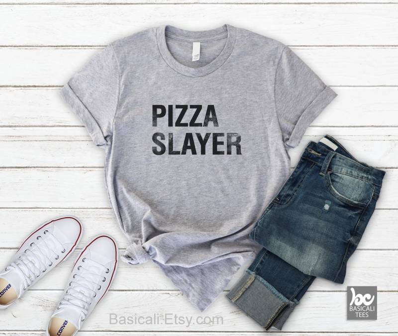 Pizza Slayer T-Shirt Lustiges Unisex T-Shirt von BasiCali