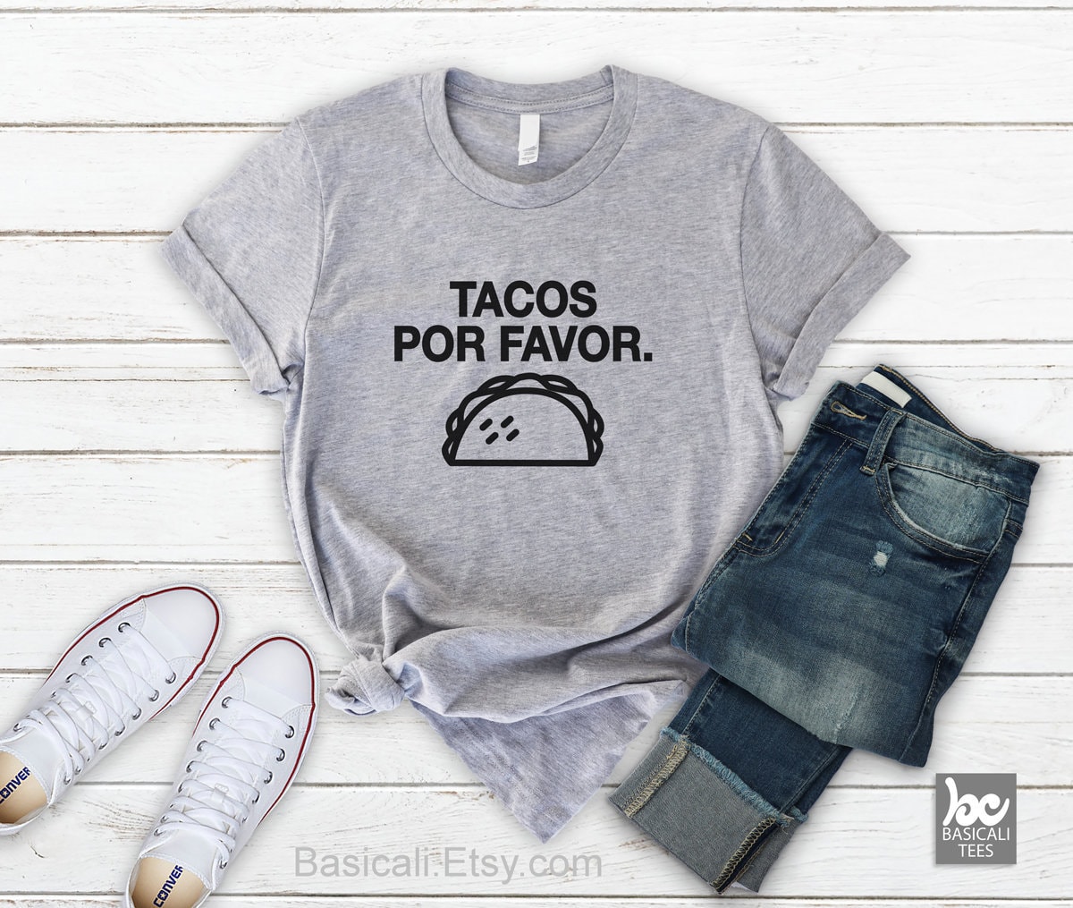 Tacos Por Favor Shirt Lustiges Foodie Unisex T-Shirt von BasiCali