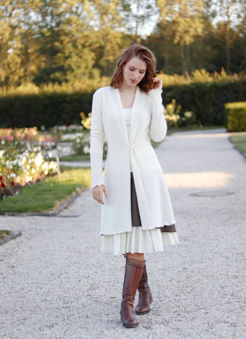 Cardigan Merinowolle Cremeweiß von BasiaKollek