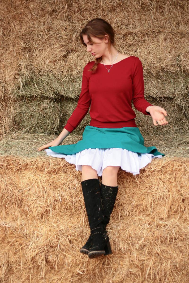 Lässiges Jerseyshirt Mit Elastikbund Dunkelrot von BasiaKollek